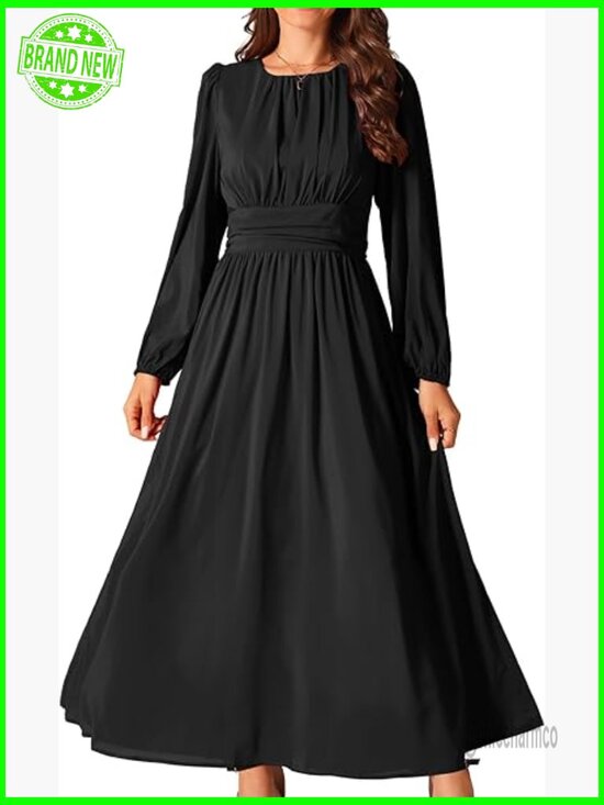Dresses & Skirts - Large Formal Maxi Dress Long Sleeve Chiffon A-Line Crewneck